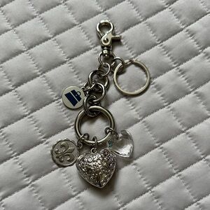 Chic Silver Heart Keychain with Charms or bag charm
